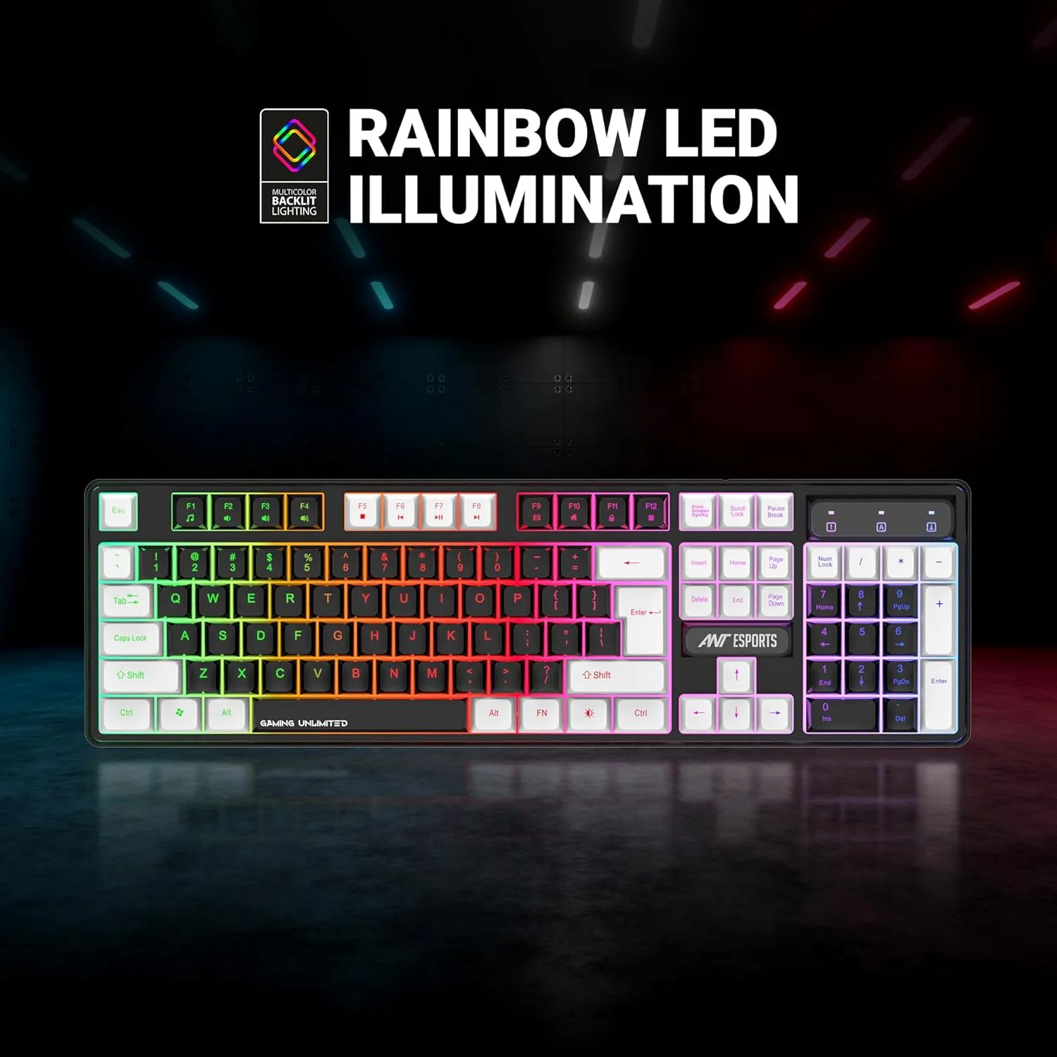 Ant Esports Gaming Keyboard USB TKL Backlit MK1450 RGB view 3